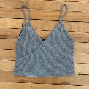 Topshop | Gray Ribbed Camisole Crop Top